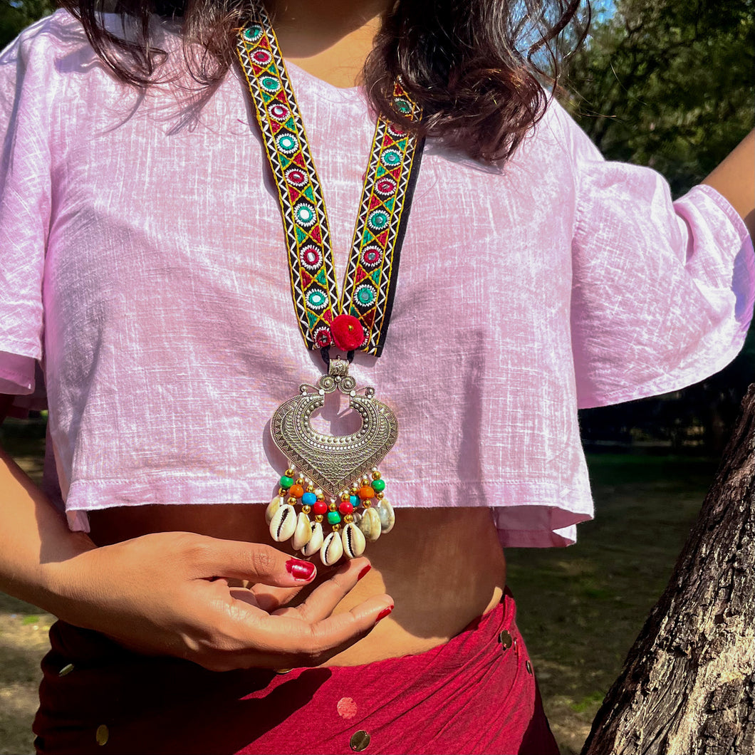 Afshaneh | Rangrez Kutchi Long Necklace with Pendant