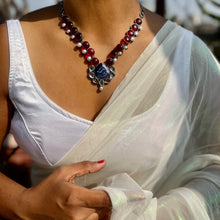 Load image into Gallery viewer, Roshini // Statement Kundan-Style Cut Wine &amp; Purple Colored Glass Necklace // OOAK Originals
