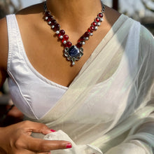 Load image into Gallery viewer, Roshini // Statement Kundan-Style Cut Wine &amp; Purple Colored Glass Necklace // OOAK Originals
