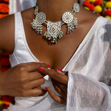 Load image into Gallery viewer, Opalina | One Of a Kind | White Metal Necklaces Laden with Kundan and Stonework  | Viraasat
