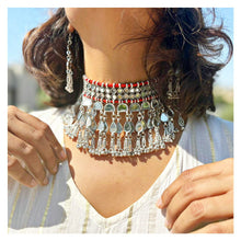 Load image into Gallery viewer, Sitaara Mirror Work Choker with Red Thread
